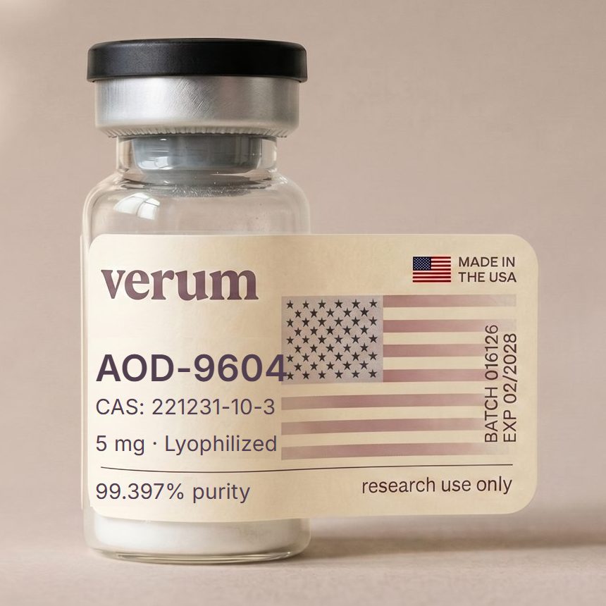 Verum AOD-9604 research peptide vial