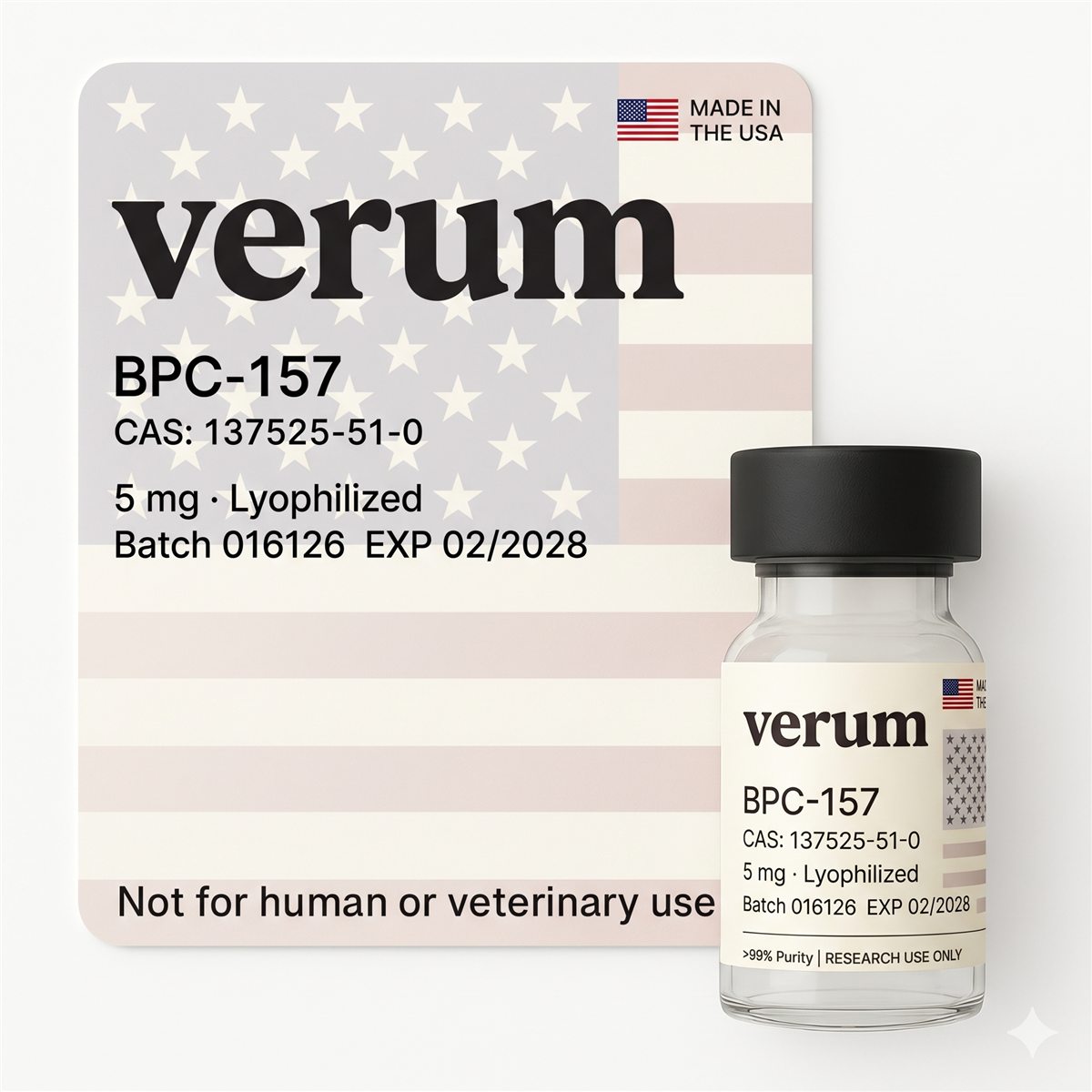 Verum BPC-157 label and vial